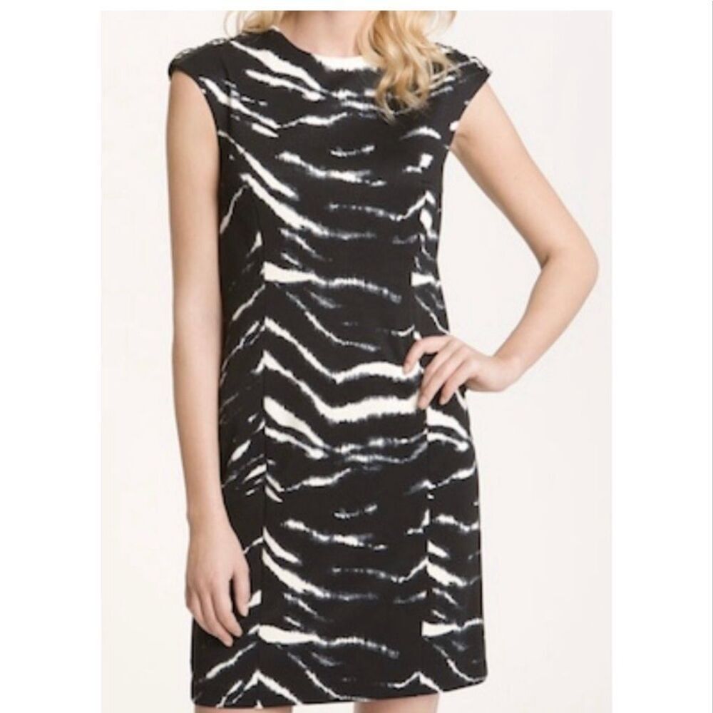 Michael Kors zebra print sheath dress lace up shoulder size XL